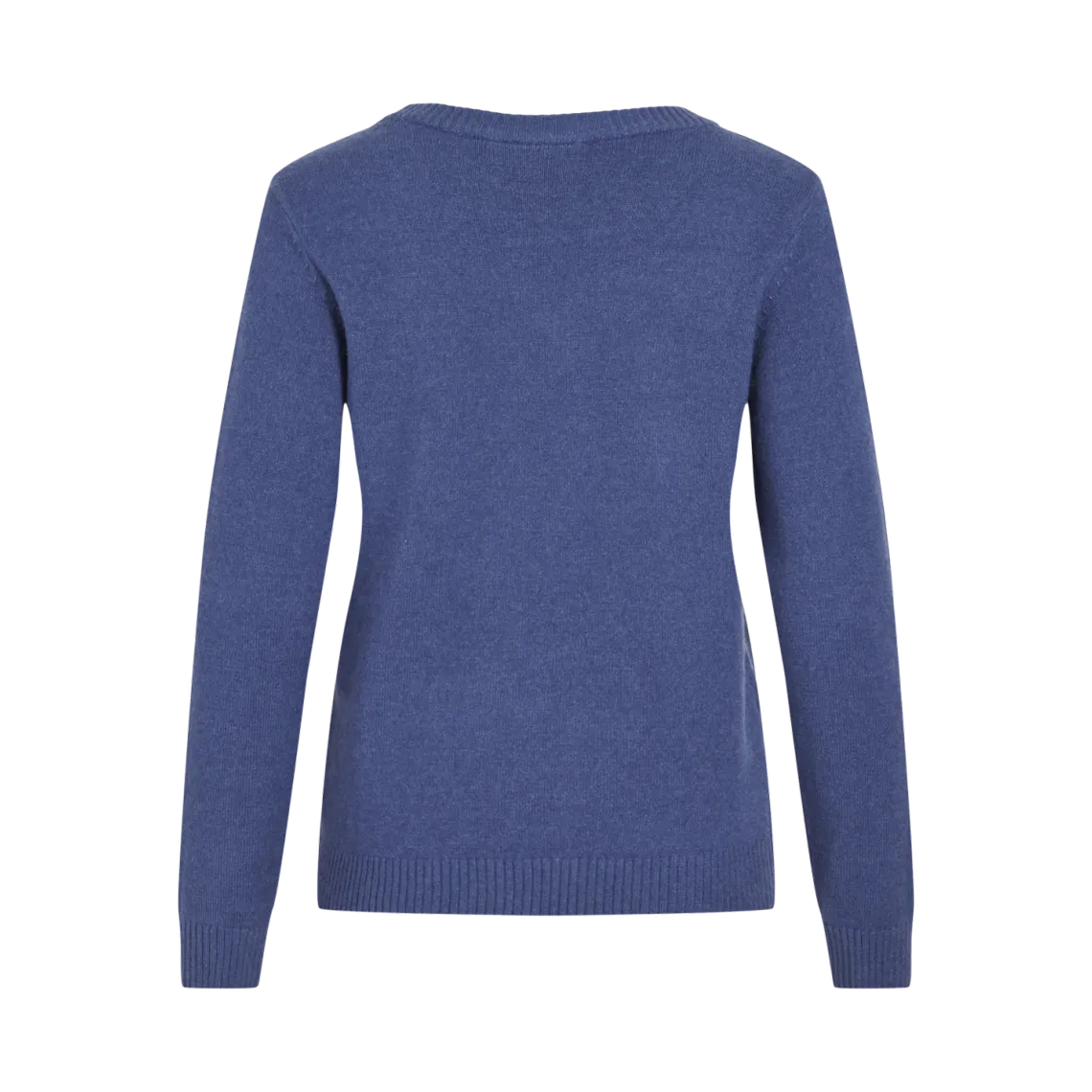 Pull col rond poignets côtelés bleu Alia en viscose | 3 Suisses