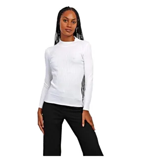 Pull femme col montant manches longues de couileur blanche