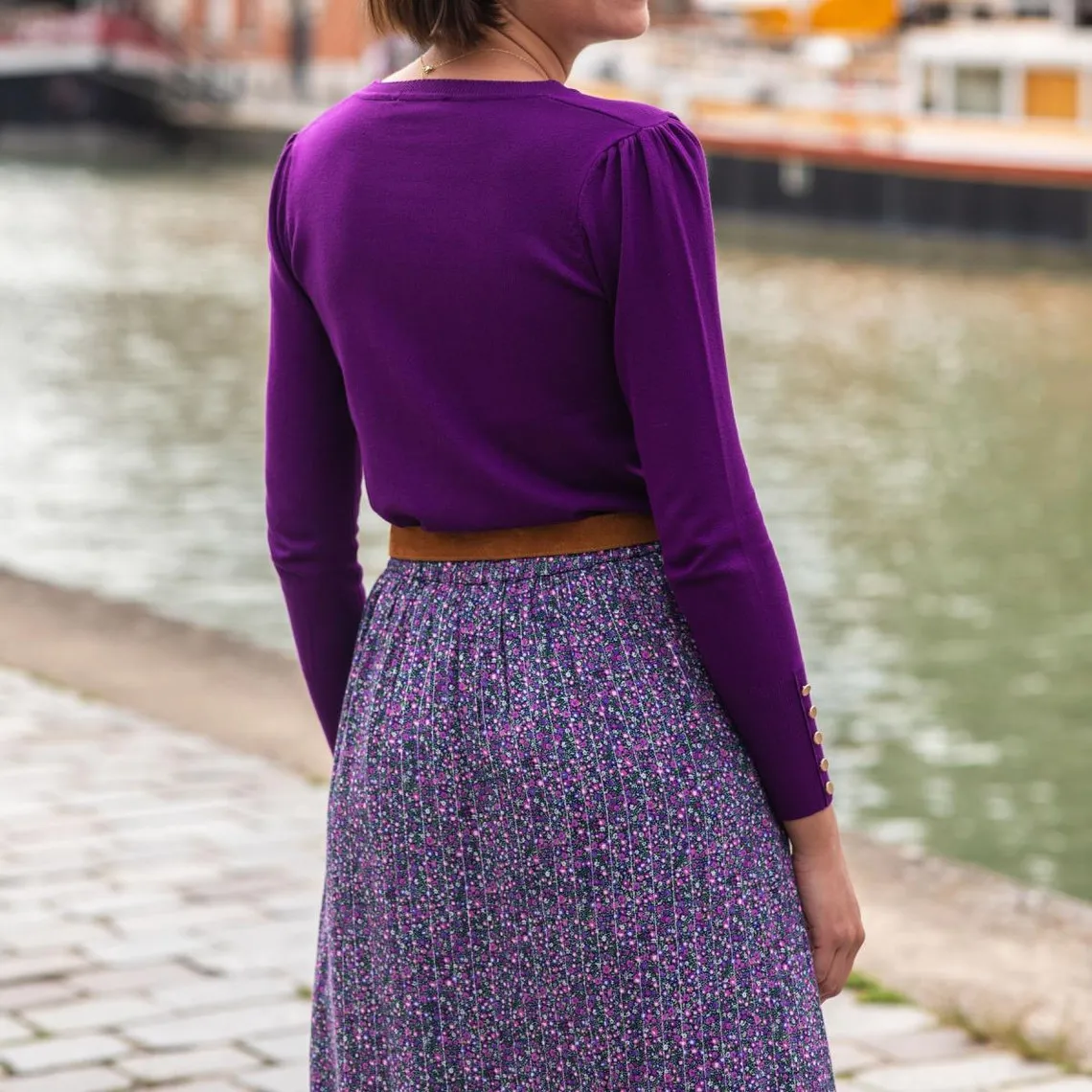 Pull violet manches longues BEATRICE en viscose | 3 Suisses