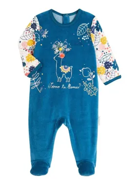 Pyjama bébé en velours Lamapampa - Bleu