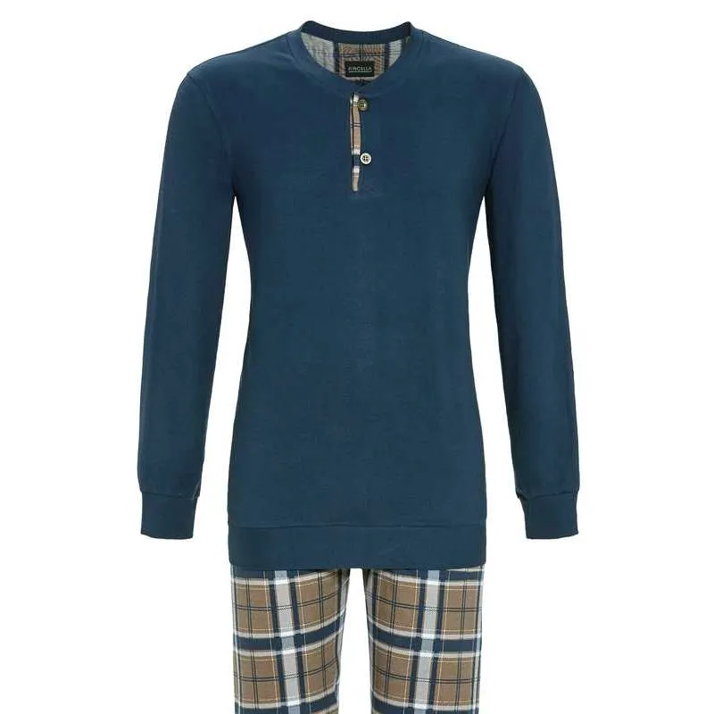 pyjama coton RINGELLA bleu avec pantalon à carreaux