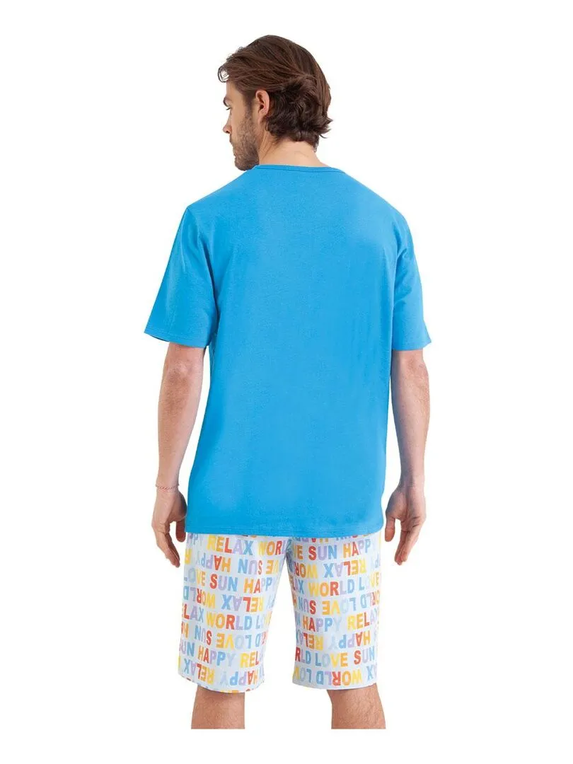 Pyjama court homme Happy Summer - Bleu