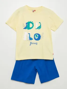 Pyjama court 'dinosaures' short + t-shirt - 2 pièces - Jaune