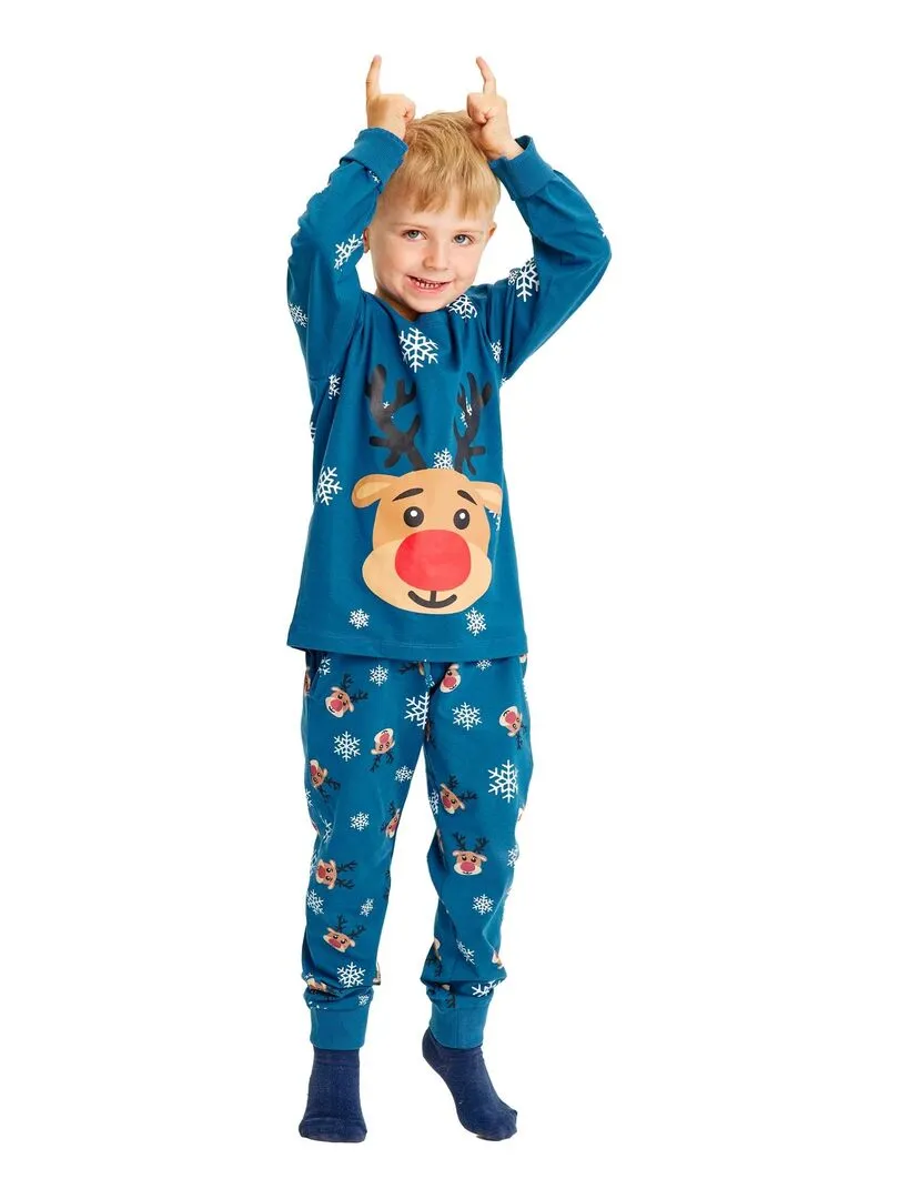 Pyjama de Noël "Tête de Rudolph" junior - 100% coton BIO - Vert