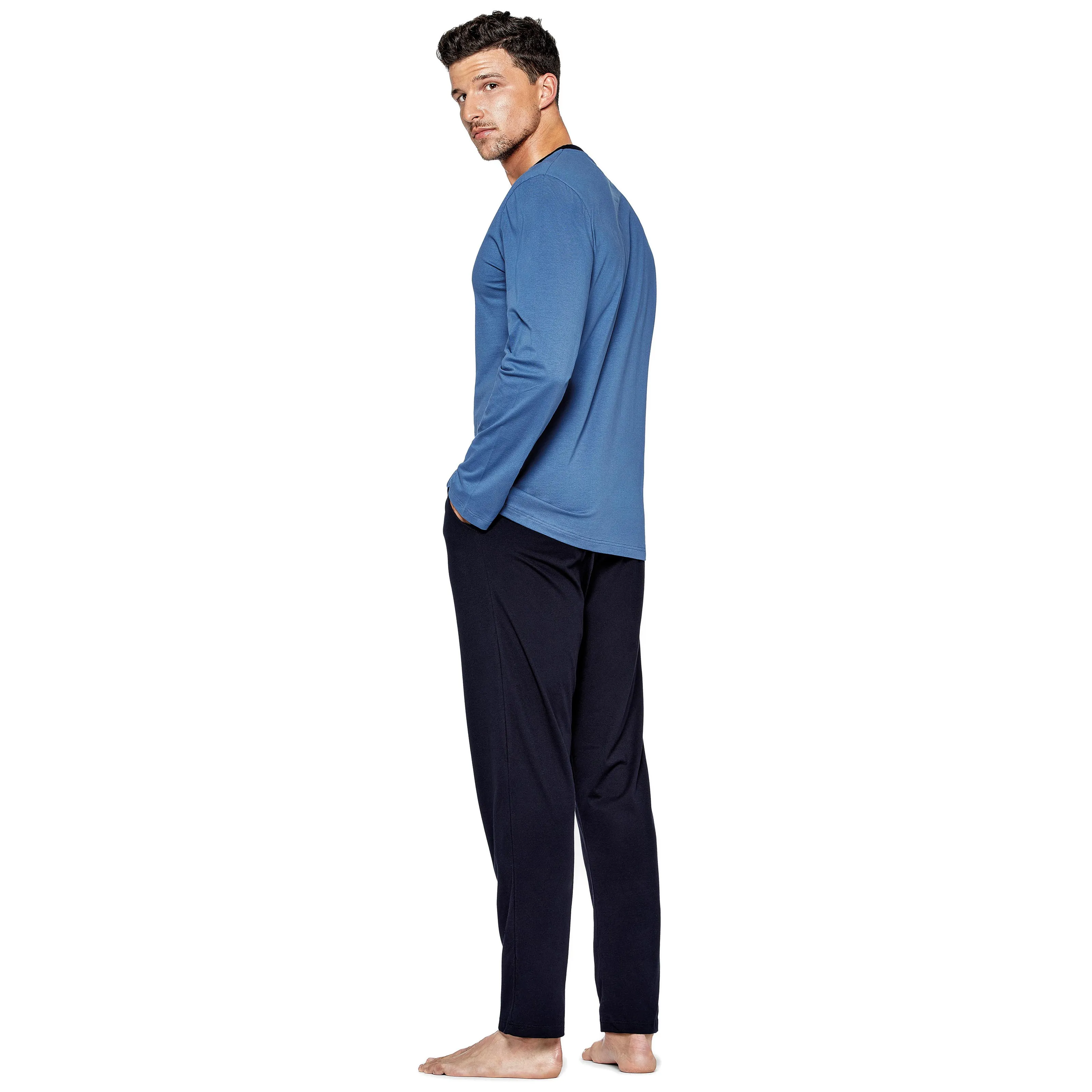 Pyjama Eden Park coton bio - bleu - Eden Park : vente pyjamas et ca...