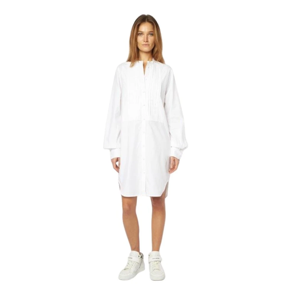 Robe chemise Rhebe blanche avec fermeture boutonnée