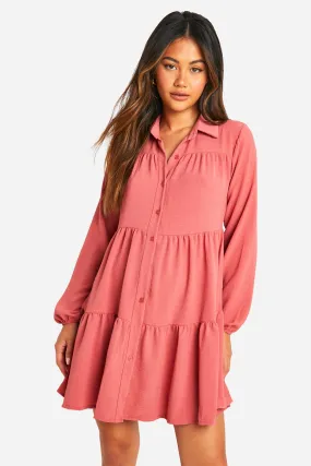 Robe chemise smockée à volants