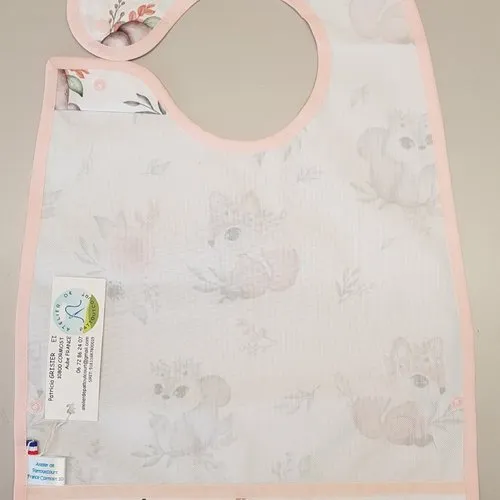 Serviette repas, imperméable renard ecureuil / rose