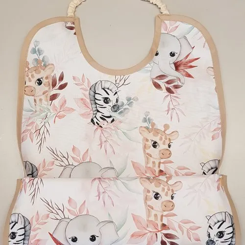 Serviette repas à élastique, imperméable zèbre girafe beige