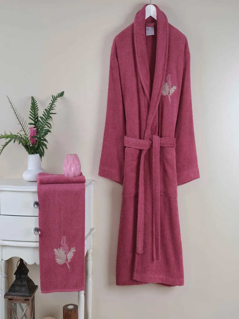 Set Peignoir et serviette femme - Rose fushia