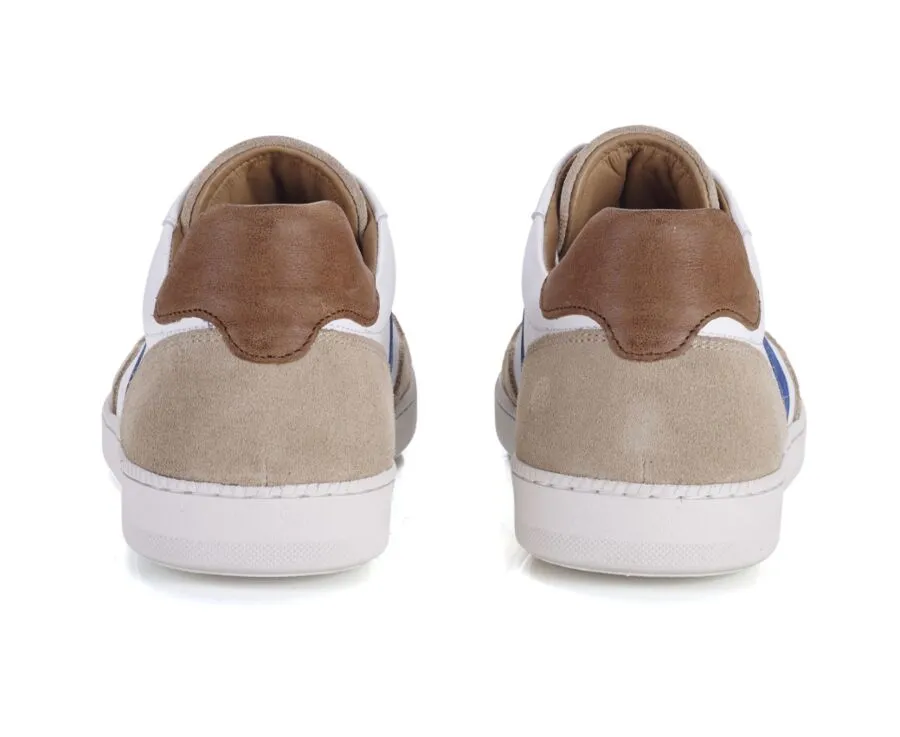 Sneakers cuir homme Blanc beige et bleu Berringa