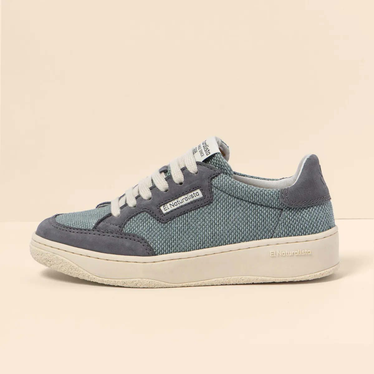 Sneakers en cuir et textile - Bleu