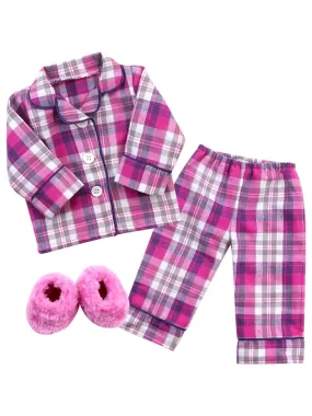 Sophia's - Poupee 18" - Ensemble pyjama et pantoufles en flanelle - Rose - N/A