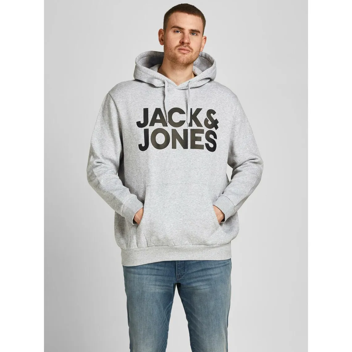 Sweat à capuche Regular Fit Manches longues Gris Clair Tate Jack & Jones - Pull / Gilet / Sweatshirt Homme sur MenCorner