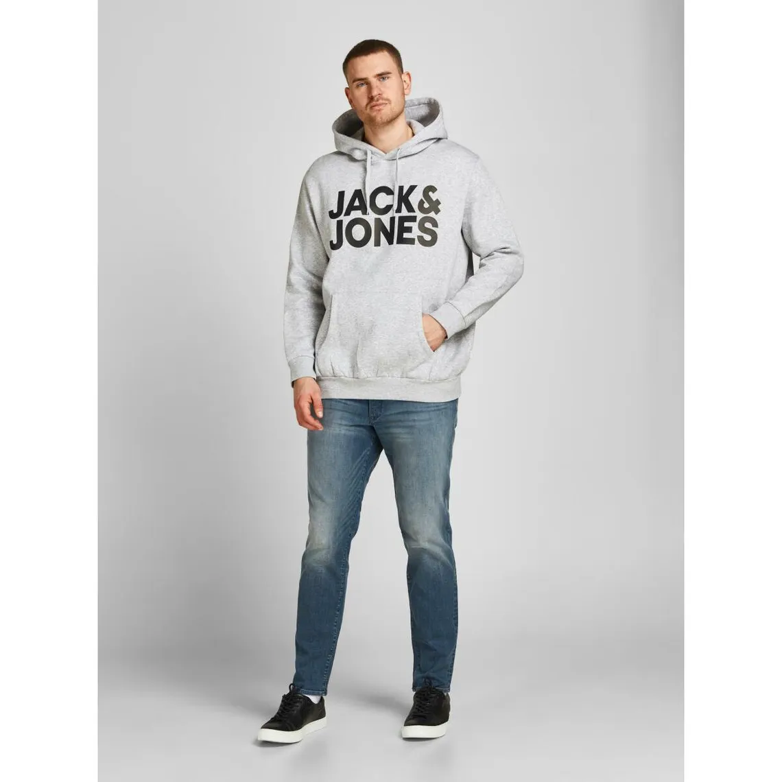 Sweat à capuche Regular Fit Manches longues Gris Clair Tate Jack & Jones - Pull / Gilet / Sweatshirt Homme sur MenCorner