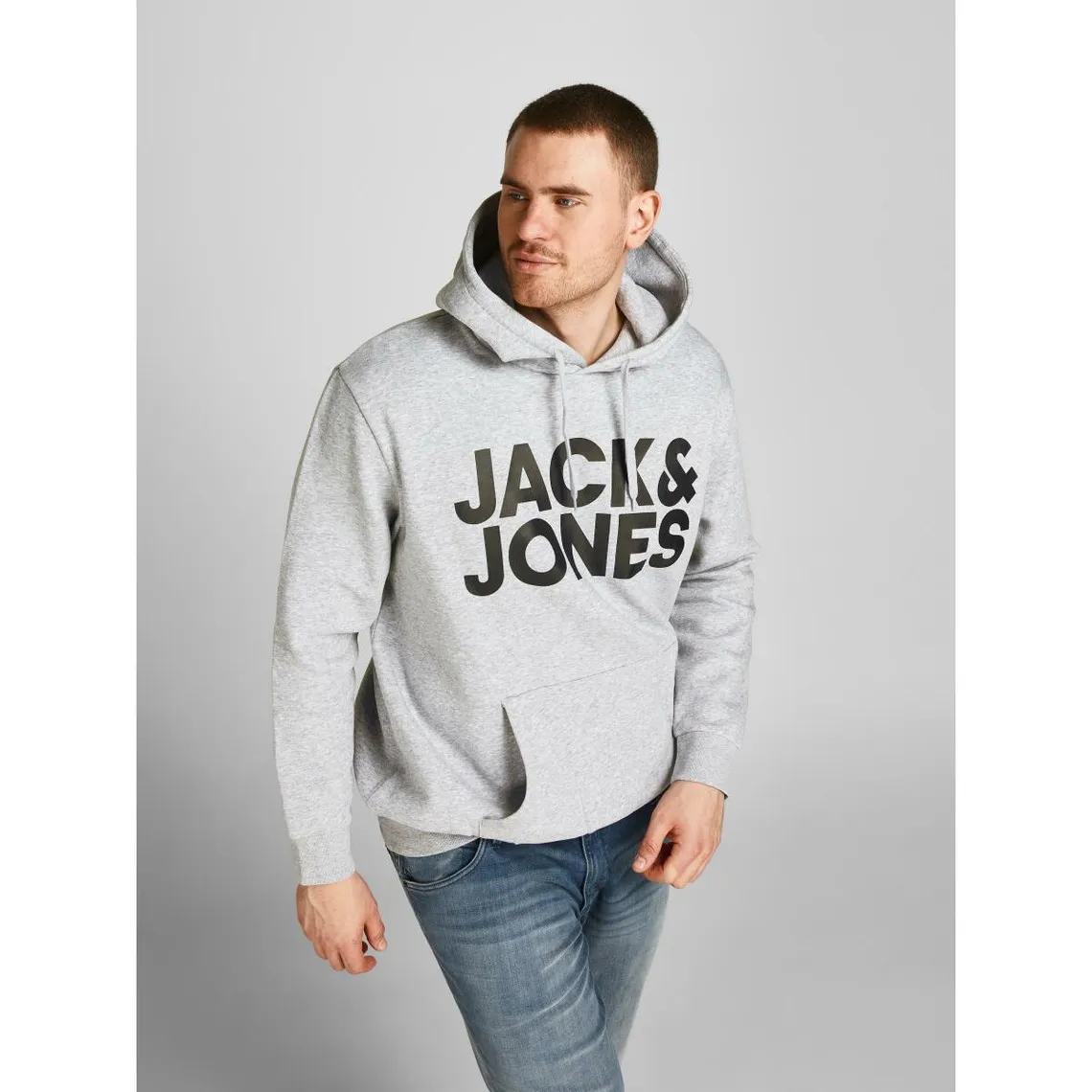 Sweat à capuche Regular Fit Manches longues Gris Clair Tate Jack & Jones - Pull / Gilet / Sweatshirt Homme sur MenCorner