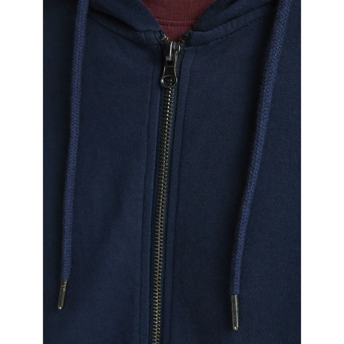 Sweat à capuche zippé Regular Fit Manches longues Bleu Marine en coton Van Jack & Jones - Pull / Gilet / Sweatshir