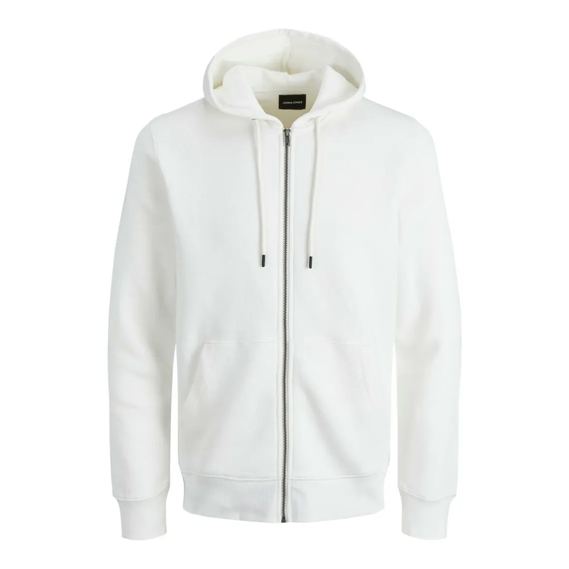 Sweat à capuche zippé Relaxed Fit Manches longues Blanc en coton Jack & Jones - Pull / Gilet / Sweatshirt Homme su