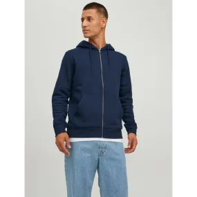 Sweat à capuche zippé Relaxed Fit Manches longues Bleu Marine en coton Jack & Jones - Pull / Gilet / Sweatshirt Ho