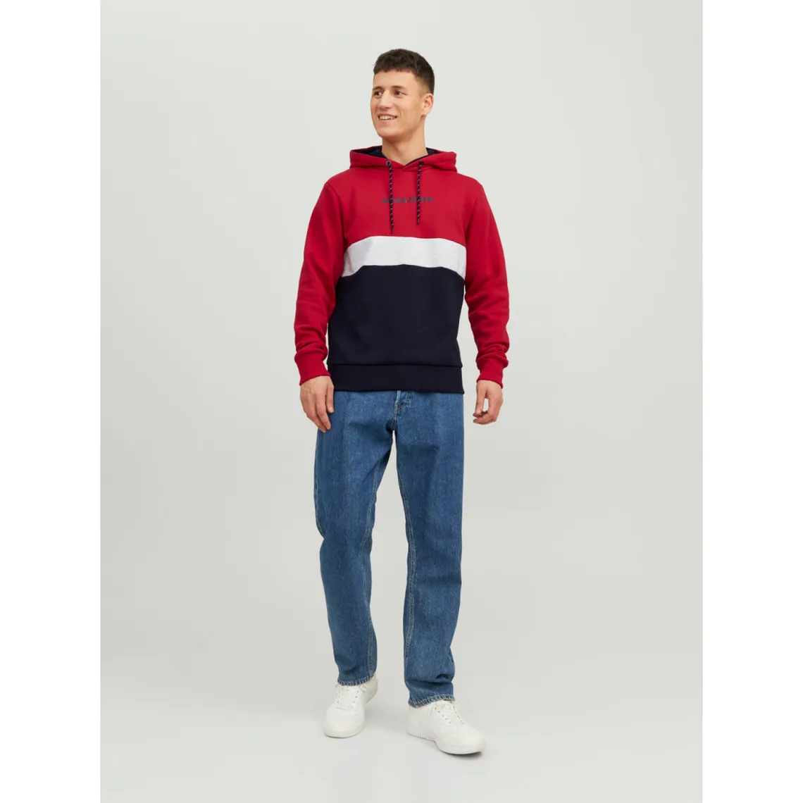 Sweatshirt Standard Fit Manches longues Rouge foncé en coton Dane Jack & Jones - Pull / Gilet / Sweatshirt Homme sur MenC