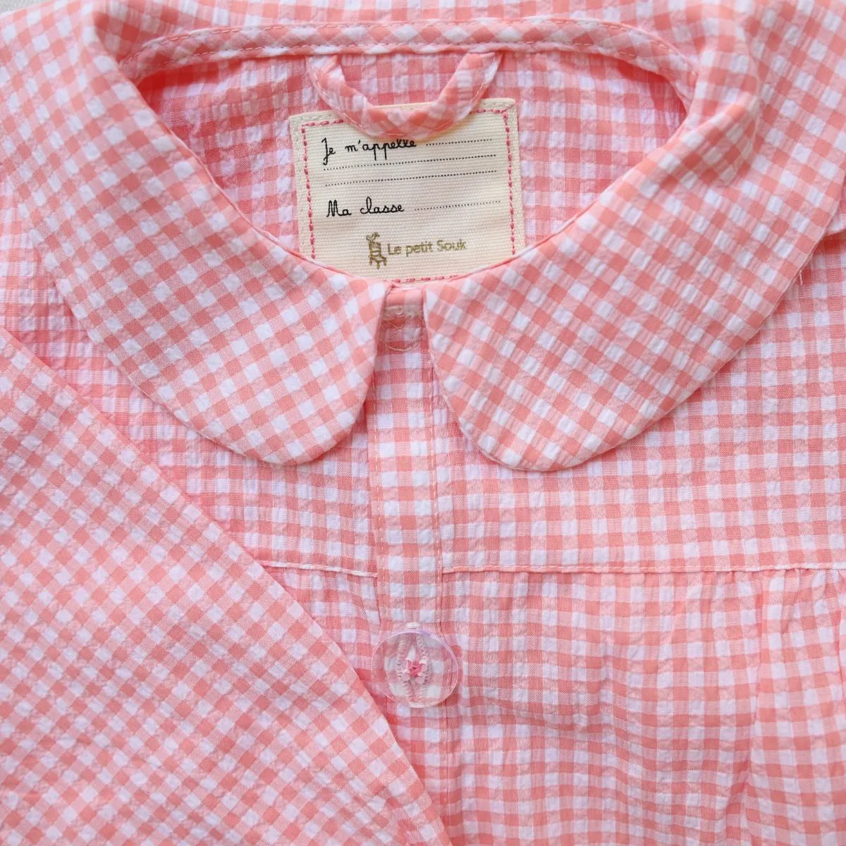 Tablier blouse enfant vichy rose