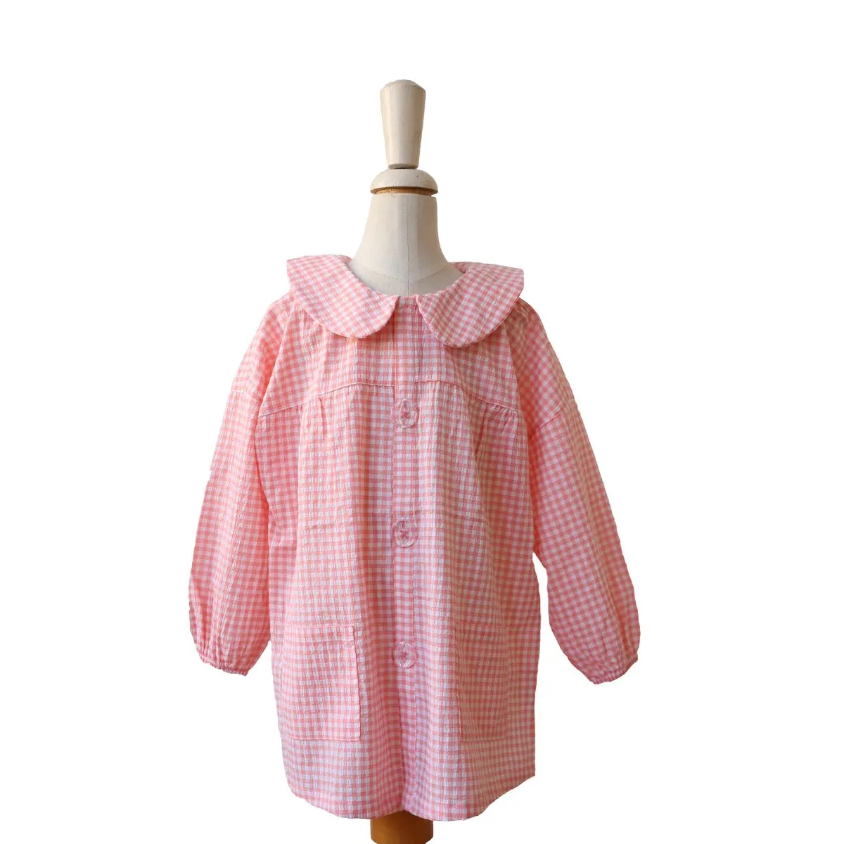 Tablier blouse enfant vichy rose