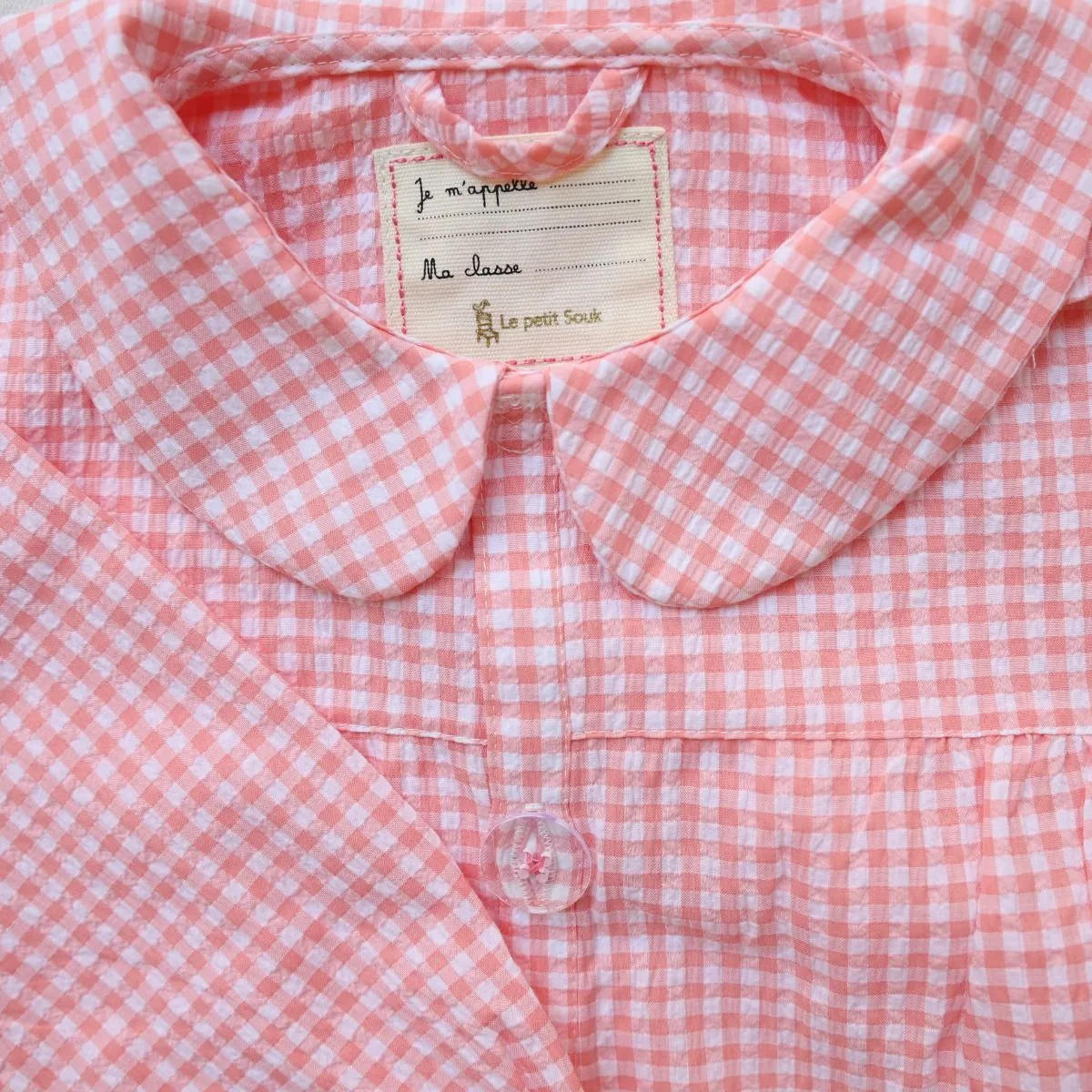 Tablier blouse enfant vichy rose