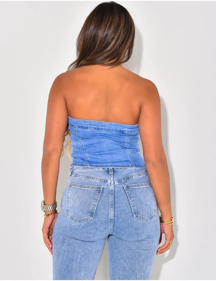 Top bustier en jeans à boutonner / 53899 - JEANS INDUSTRY