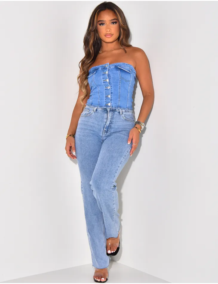 Top bustier en jeans à boutonner / 53899 - JEANS INDUSTRY