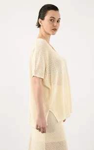 Top oversize Lira crochet écru Notshy - La Canadienne - Hauts / Chemises Textile Ecru