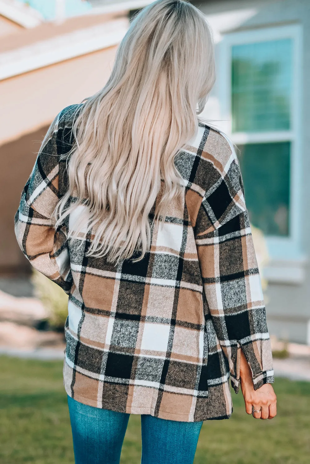 Veste chemise boutonnée à carreaux