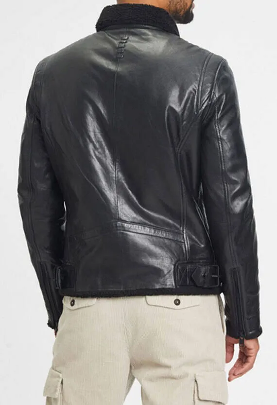 Veste cuir homme noir style biker