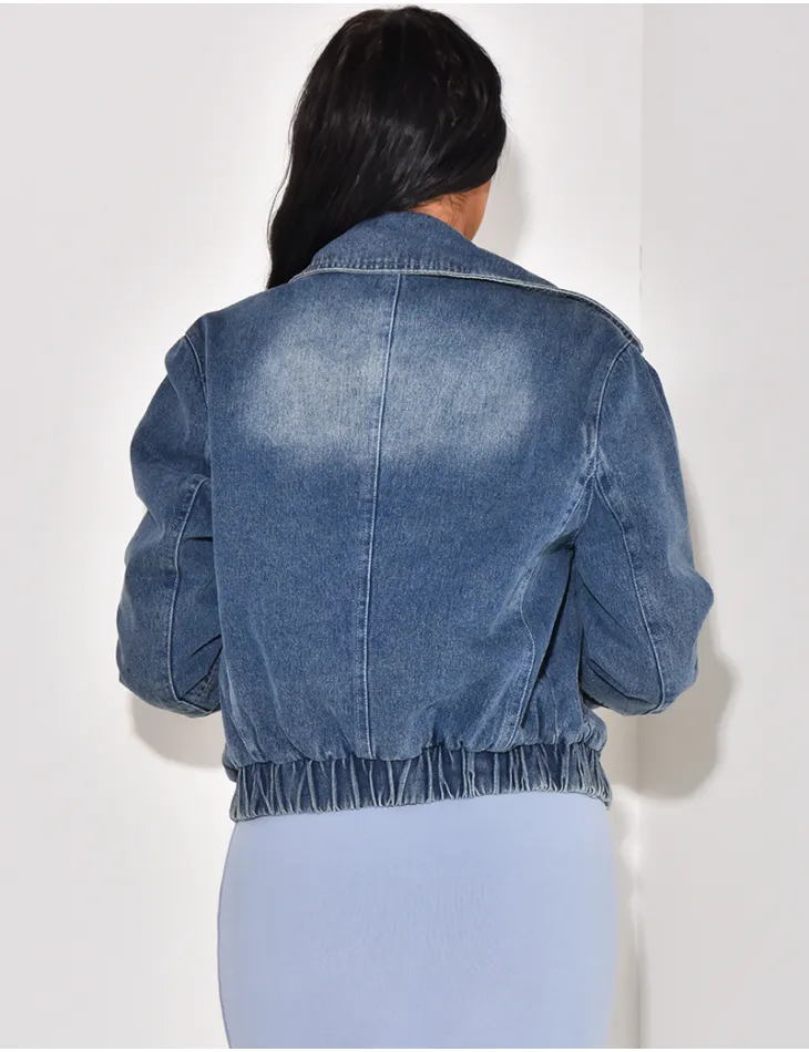 Veste en jeans style bombers à poches zippées / 60641 - JEANS INDUSTRY