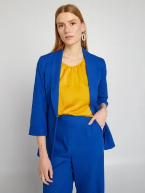 Veste tailleur en lin mélangé - Bleu