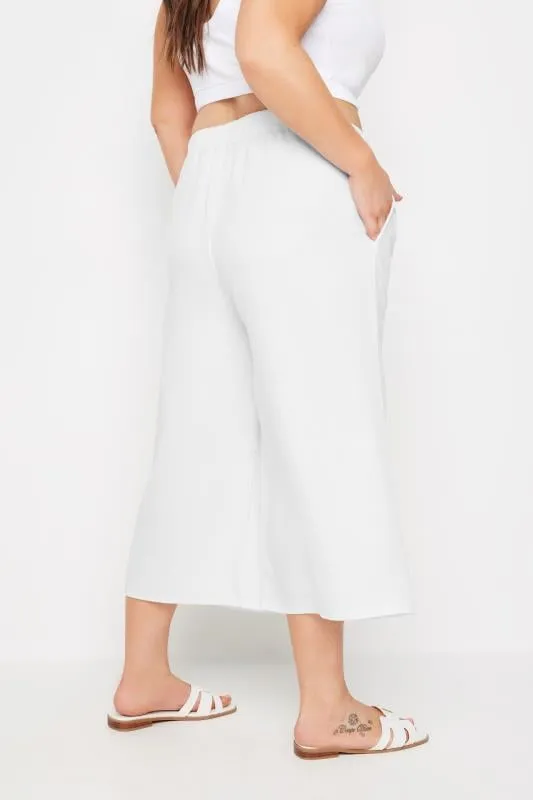 YOURS - Pantacourt Blanc Coupe Wide Leg en Lin