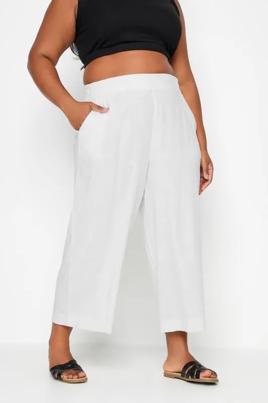 YOURS - Pantacourt Blanc Wide Leg en Lin