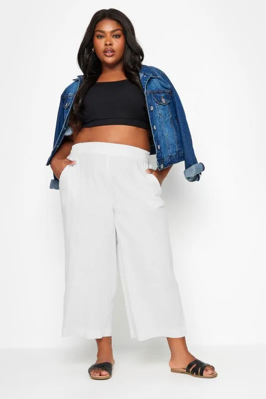 YOURS - Pantacourt Blanc Wide Leg en Lin