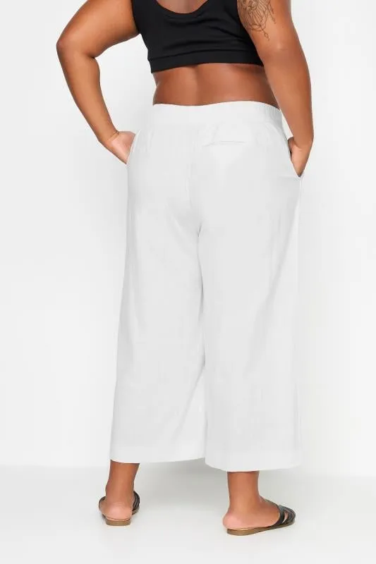 YOURS - Pantacourt Blanc Wide Leg en Lin