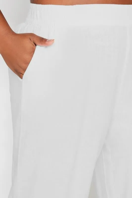 YOURS - Pantacourt Blanc Wide Leg en Lin