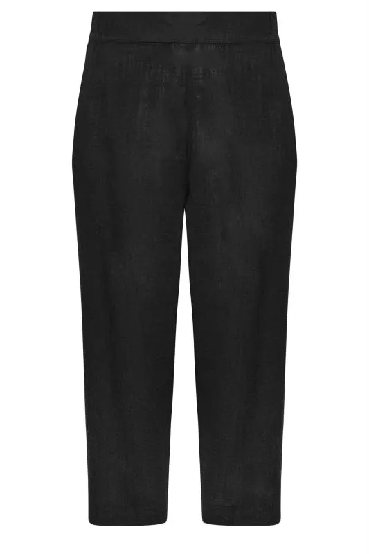 YOURS - Pantacourt Noir Wide Leg en Lin